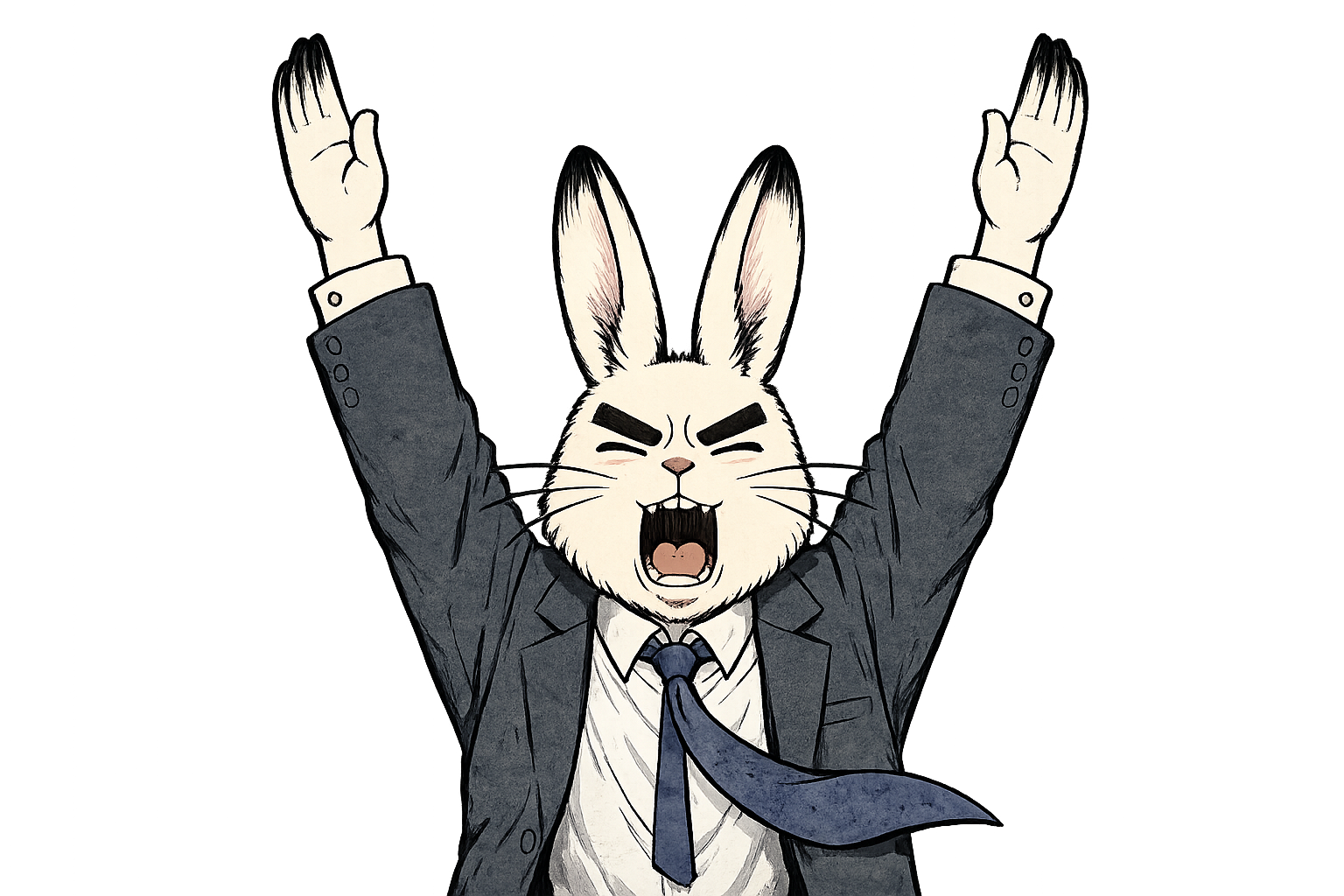 喜ぶウサギの会社員